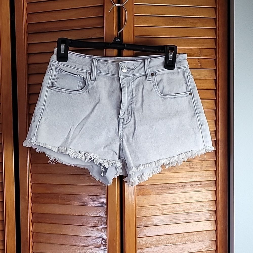PacSun High Rise Festival Cutoff Denim Shorts Distressed Light Blue Size 27